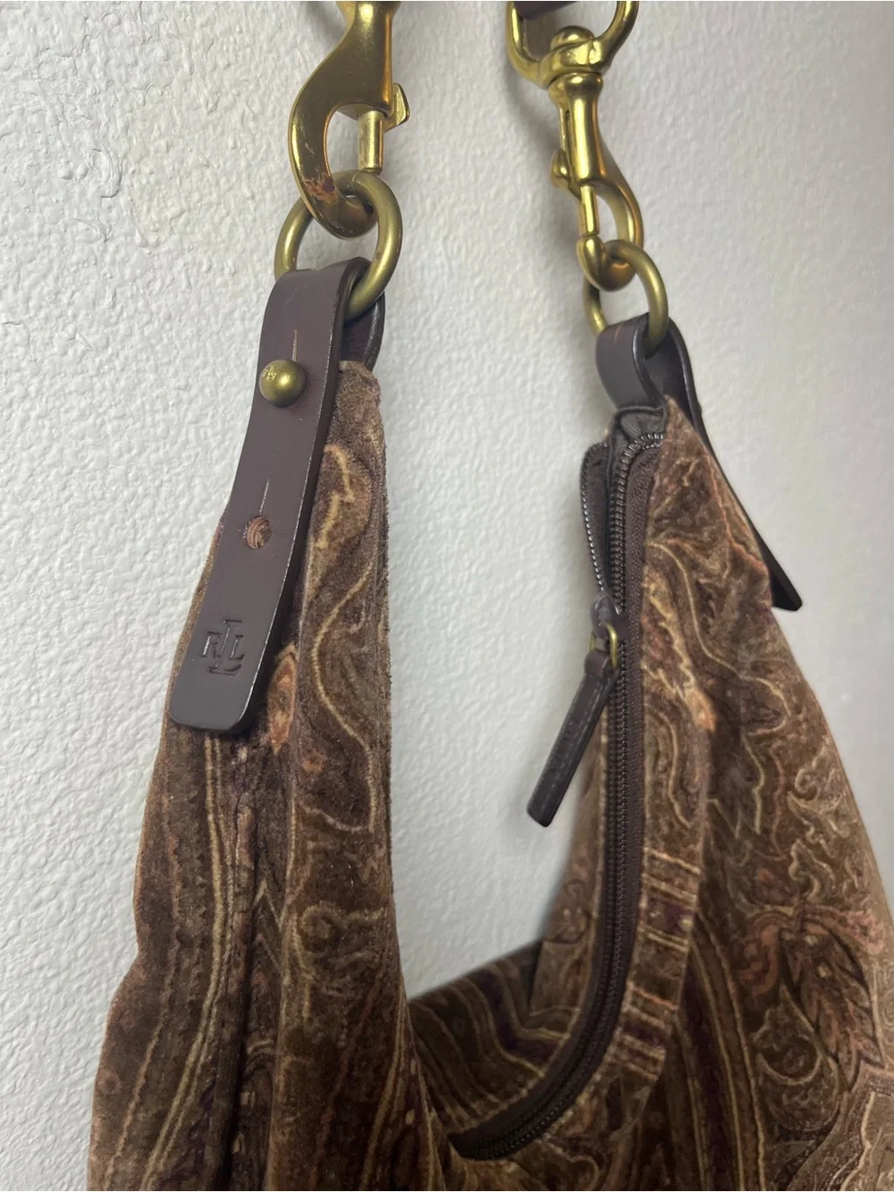 Lauren Ralph Lauren Brown Paisley Hobo Bag